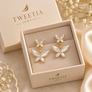 Collections white butterfly earrings