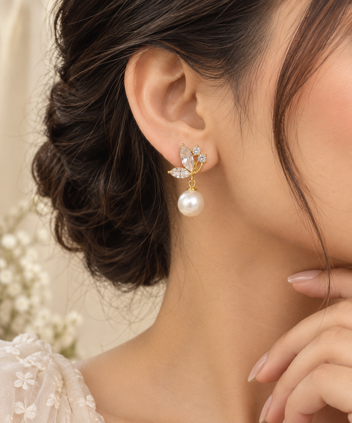 white stone earrings with pulse white stone earrings with pulse