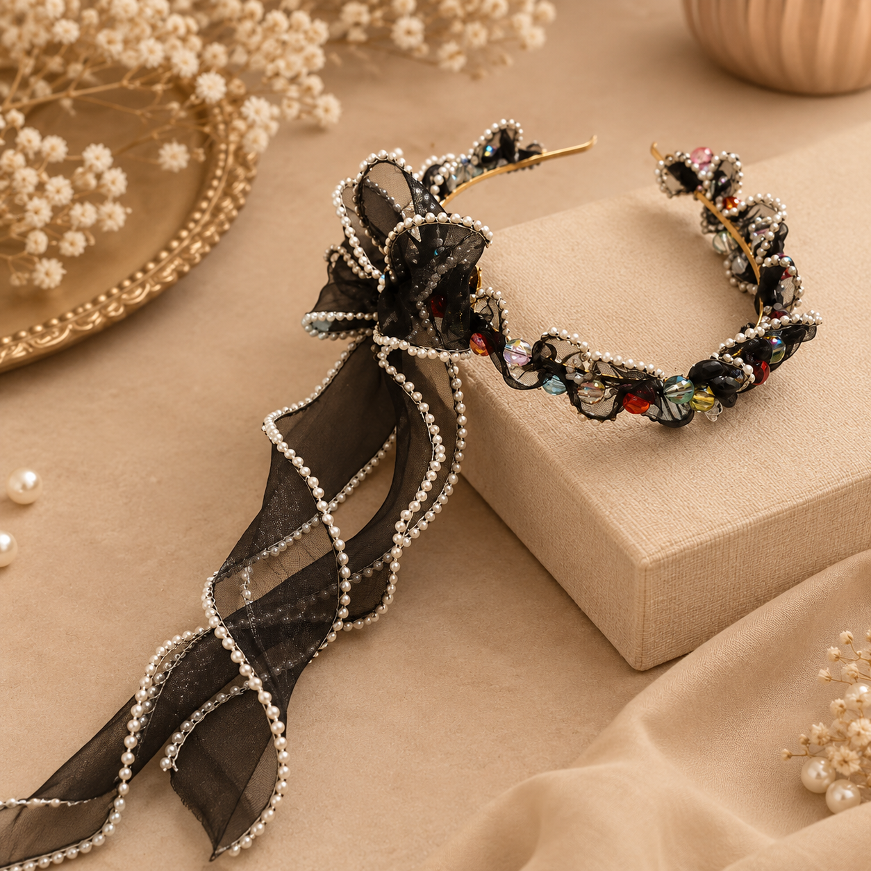 Handcrafted Elegance headband with bow 5